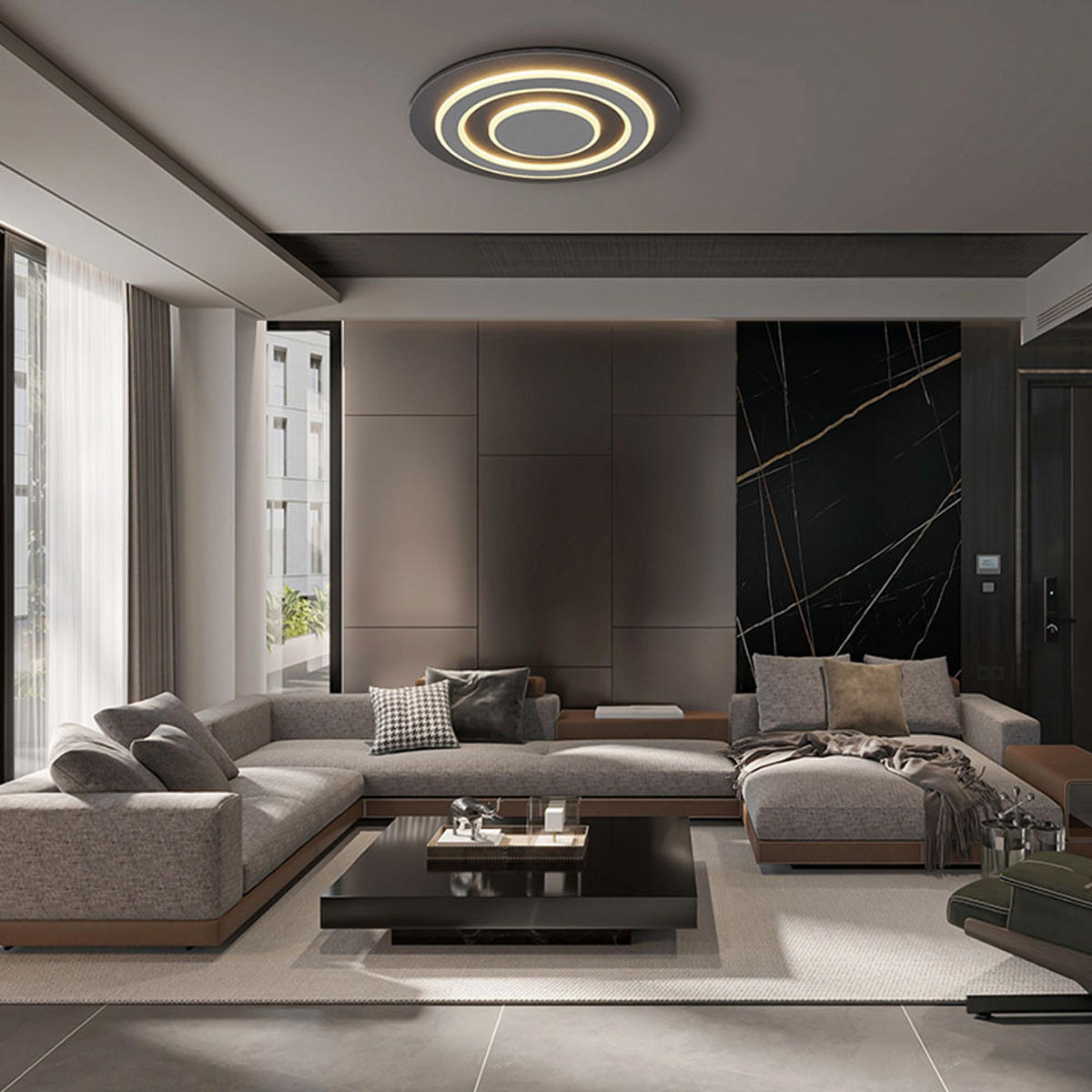 LED DECKENLEUCHTE Metall Anthrazit Grau - Anthrazit, Metall (48/48/5.2cm) - Globo Lighting