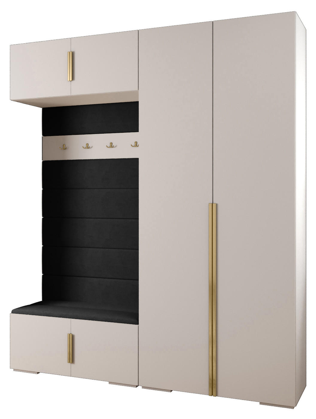 GARDEROBEN-SET 236,7/200/47 - Goldfarben/Schwarz, Holz/Kunststoff (200/236.7/47cm) - Abiks Möbel