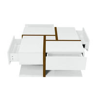 COUCHTISCH Weiß mit 4 Schubladen 78/78/34.8 cm - Weiß, Holzwerkstoff (78/78/34.8cm) - Urban Meuble