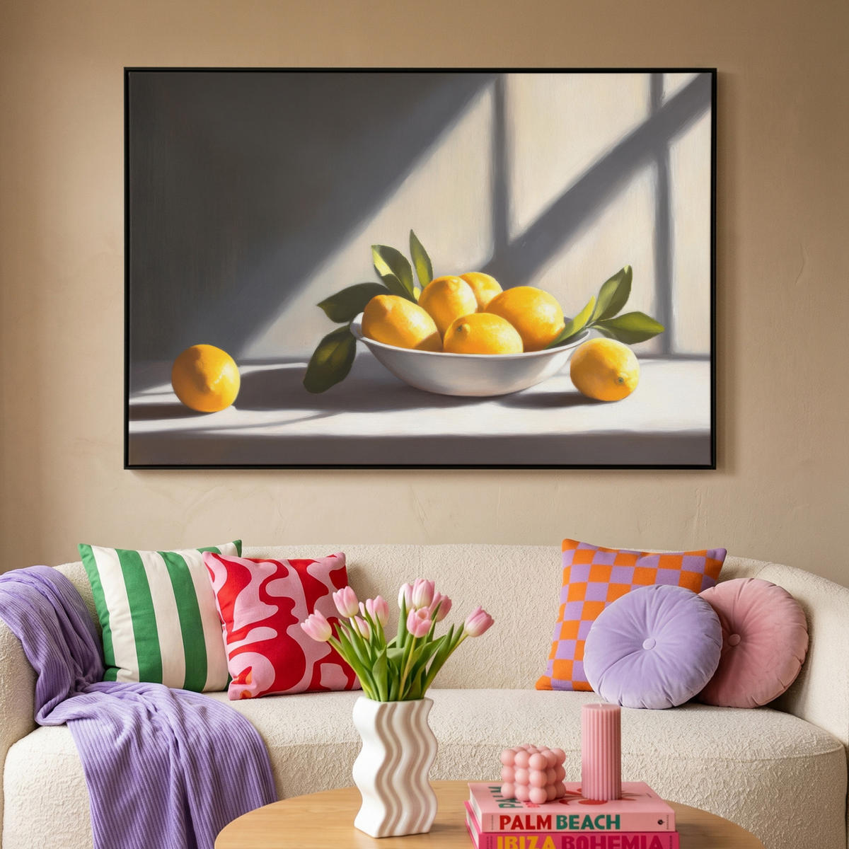 LEINWAND Bilder mit Rahmen - Zitronen - Stilleben - Gelb - 120x80 - Gelb, Textil (120/80cm) - MuchoWow