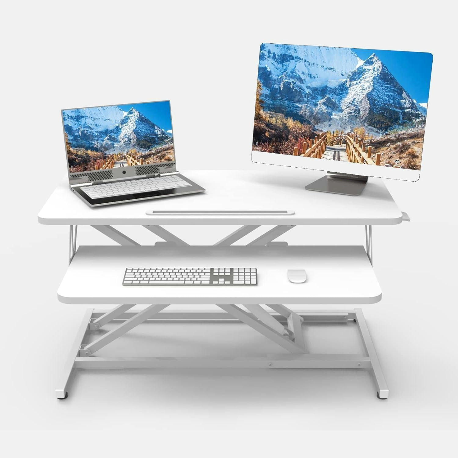 STEH-SITZ Schreibtischaufsatz Höhenverstellbar Weiß 80/40 cm - Weiß, Kunststoff (80/40/52cm)