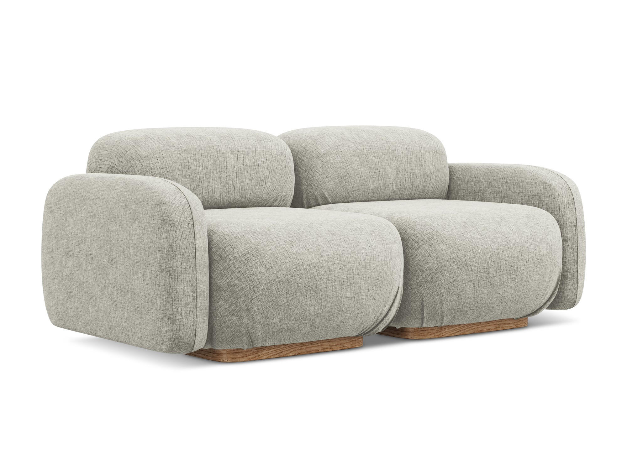 3-SITZER SOFA Chenille Stoff Grau - Silberfarben/Braun, Holz/Textil (190/73/95cm) - Makamii