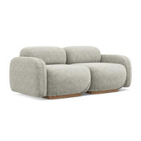 3-SITZER SOFA Chenille Stoff Grau - Silberfarben/Braun, Holz/Textil (190/73/95cm) - Makamii