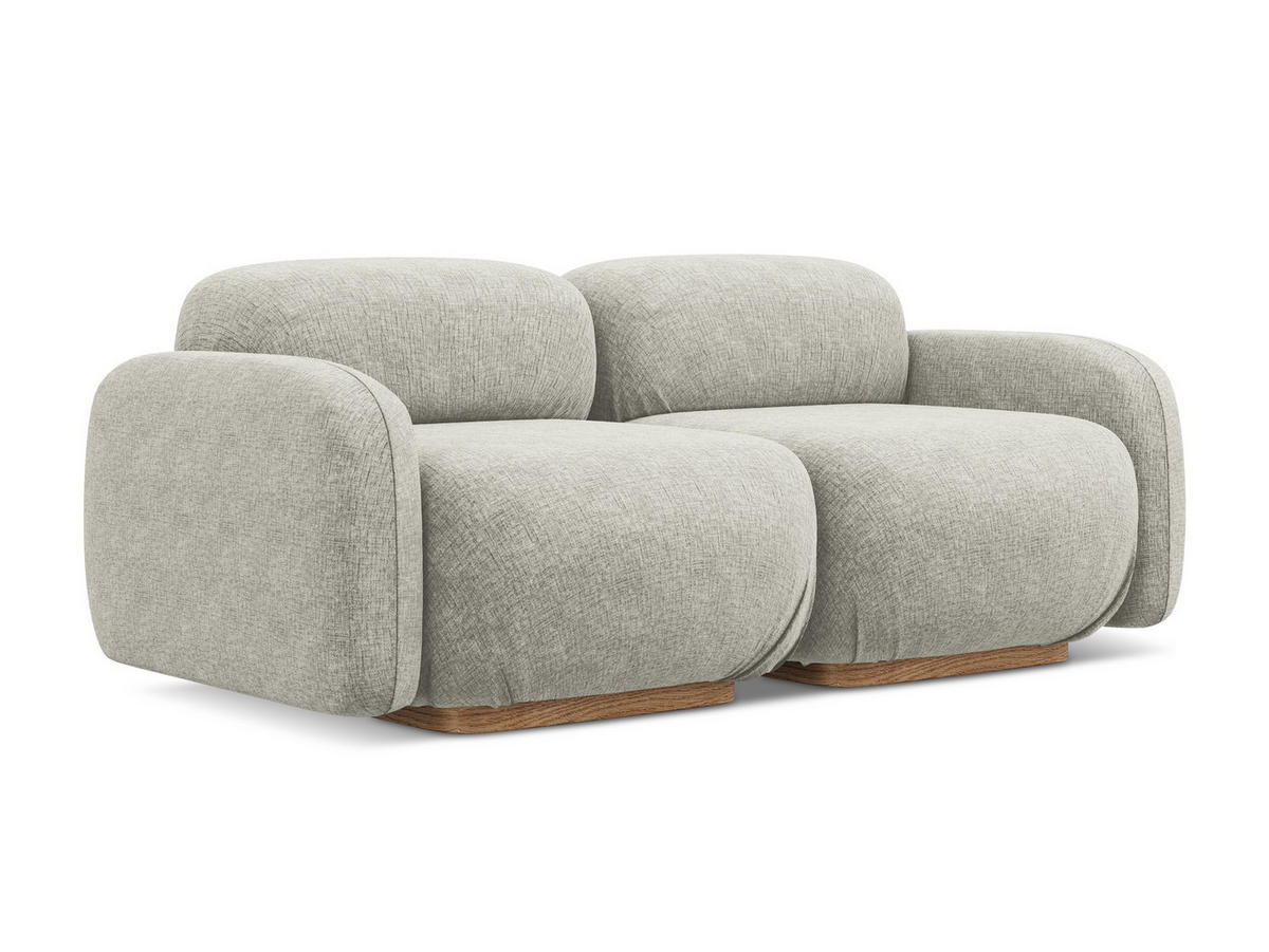 3-SITZER SOFA Chenille Stoff Grau - Silberfarben/Braun, Holz/Textil (190/73/95cm) - Makamii