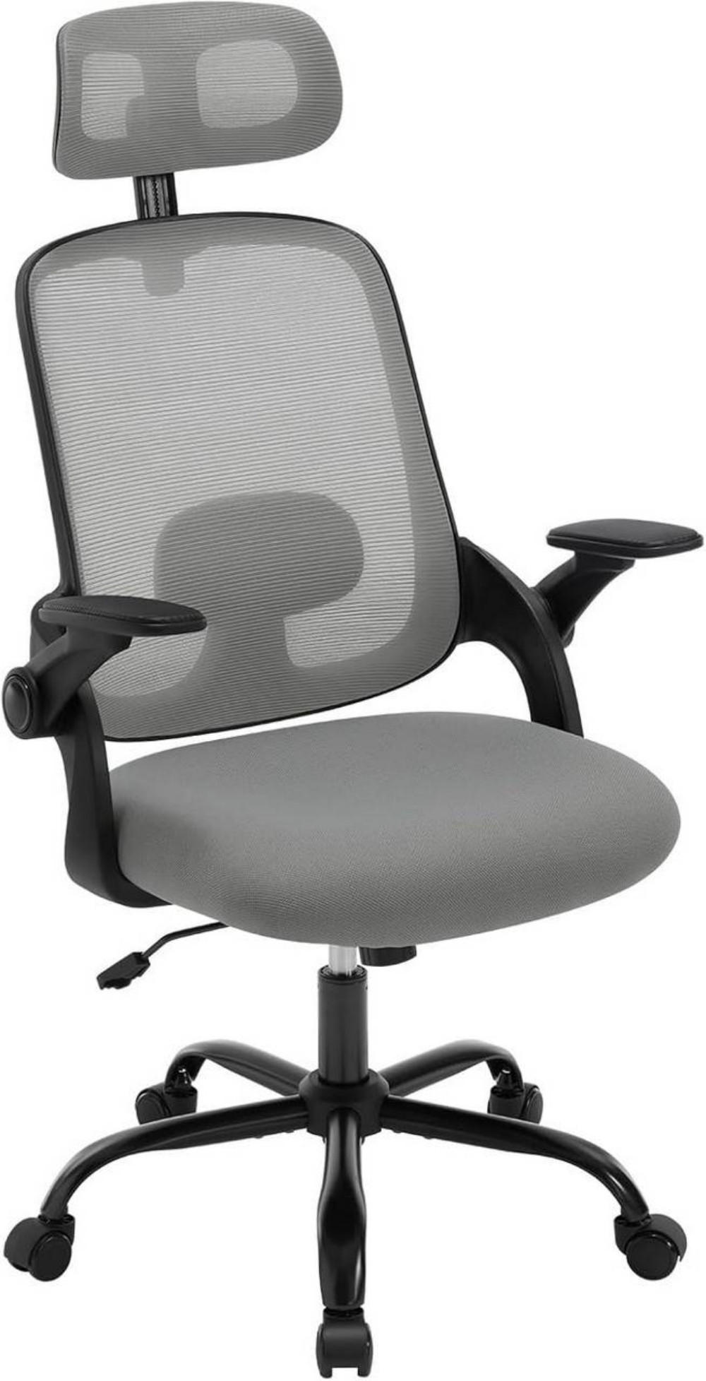 DREHSTUHL mit Wippfunktion, Netzstoff, Grau - Schwarz/Grau, Kunststoff/Textil (63.5/109.5/50cm) - Woltu