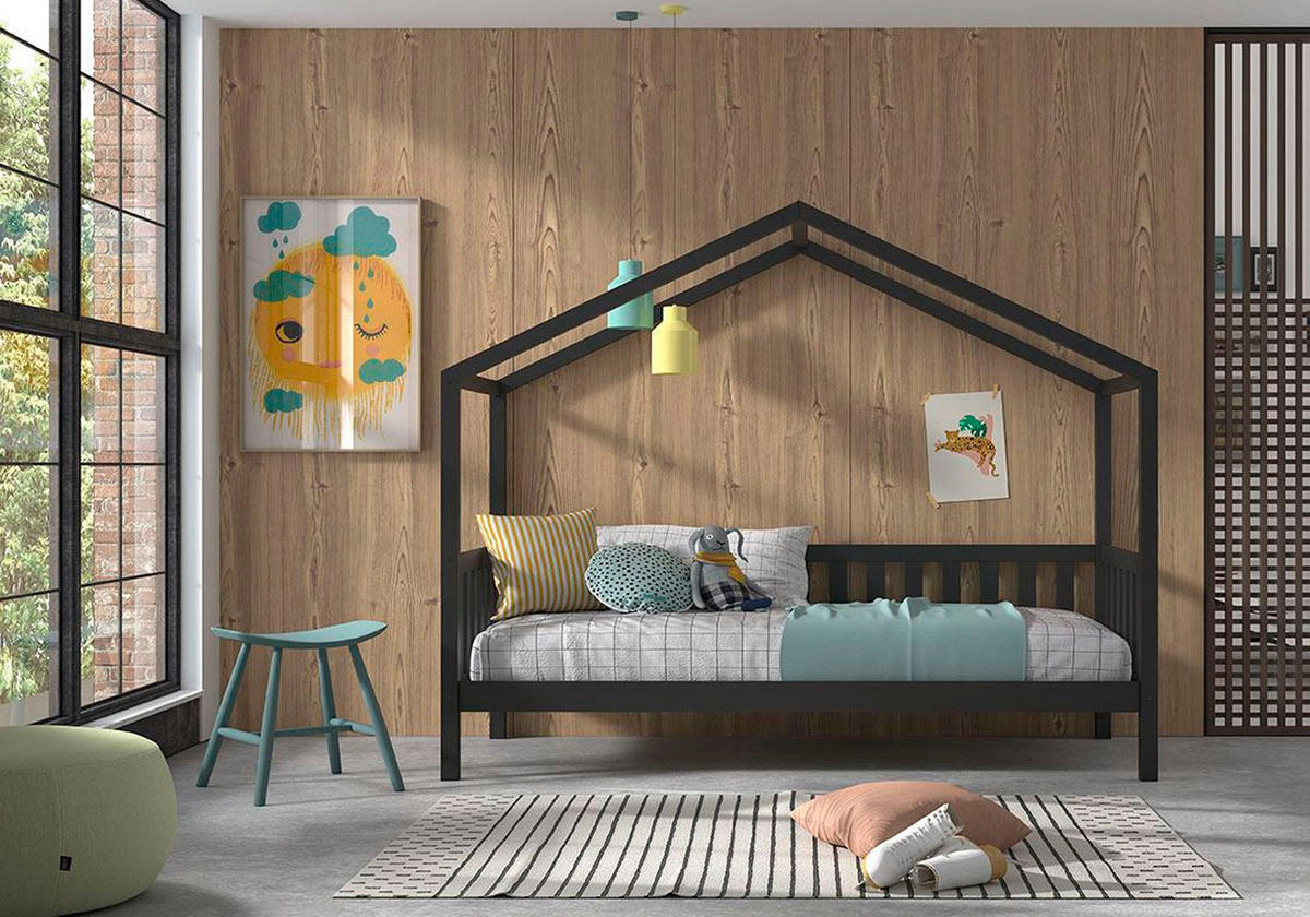 HAUSBETT Kapua 210x170x97 aus Massivholz in Anthrazit - Anthrazit, Holz (90/200cm) - 58aufmkessel