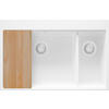 SPÜLBECKEN Oslo Duo, 2-er set Alles Weiß 78/50 cm 2 Becken + Ablauf-Set + Schneidebrett ab 80er Unterschrank - Beige/Weiß, Kunststoff (78/20/50cm) - Primagran