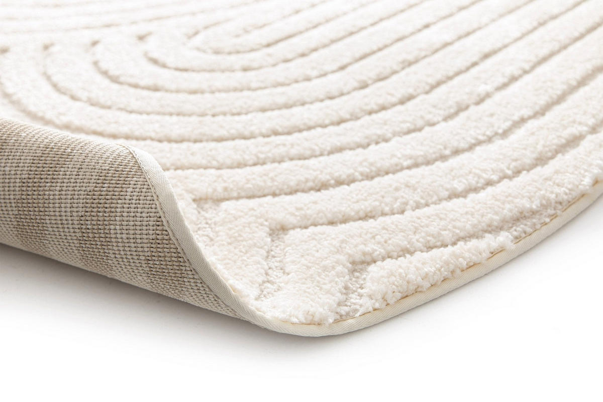 RUNDER Design Teppich mit Reliefeffekt elfenbein weiss - Weiß, Textil (120/120cm) - AFK Living