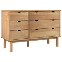 SCHUBLADENSCHRANK 111/43/73,5 Cm Massivholz Kiefer - Braun, Holz (43/73.5/111cm) - vidaXL