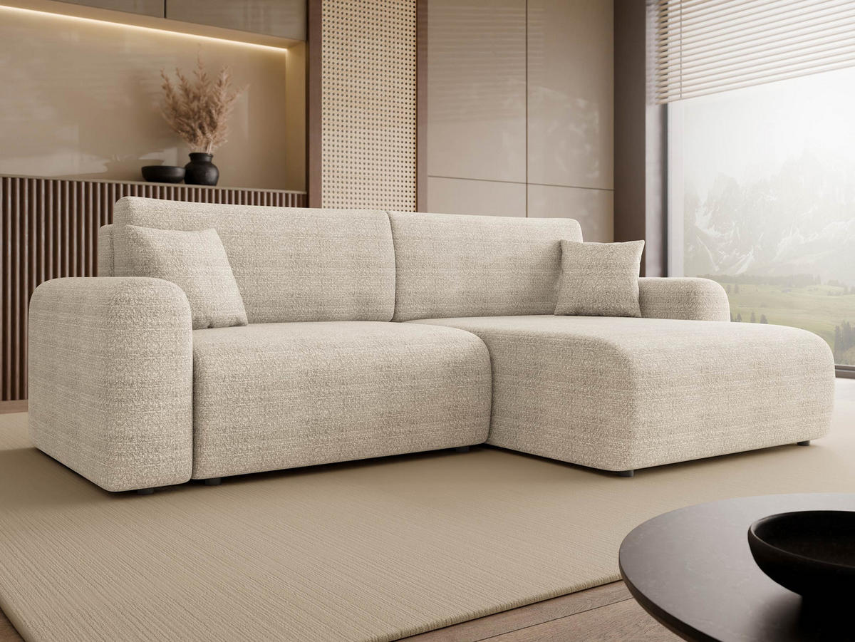 ECKSOFA Floryn L - Beige/Schwarz, Holz/Kunststoff (245/145cm) - MIRJAN24