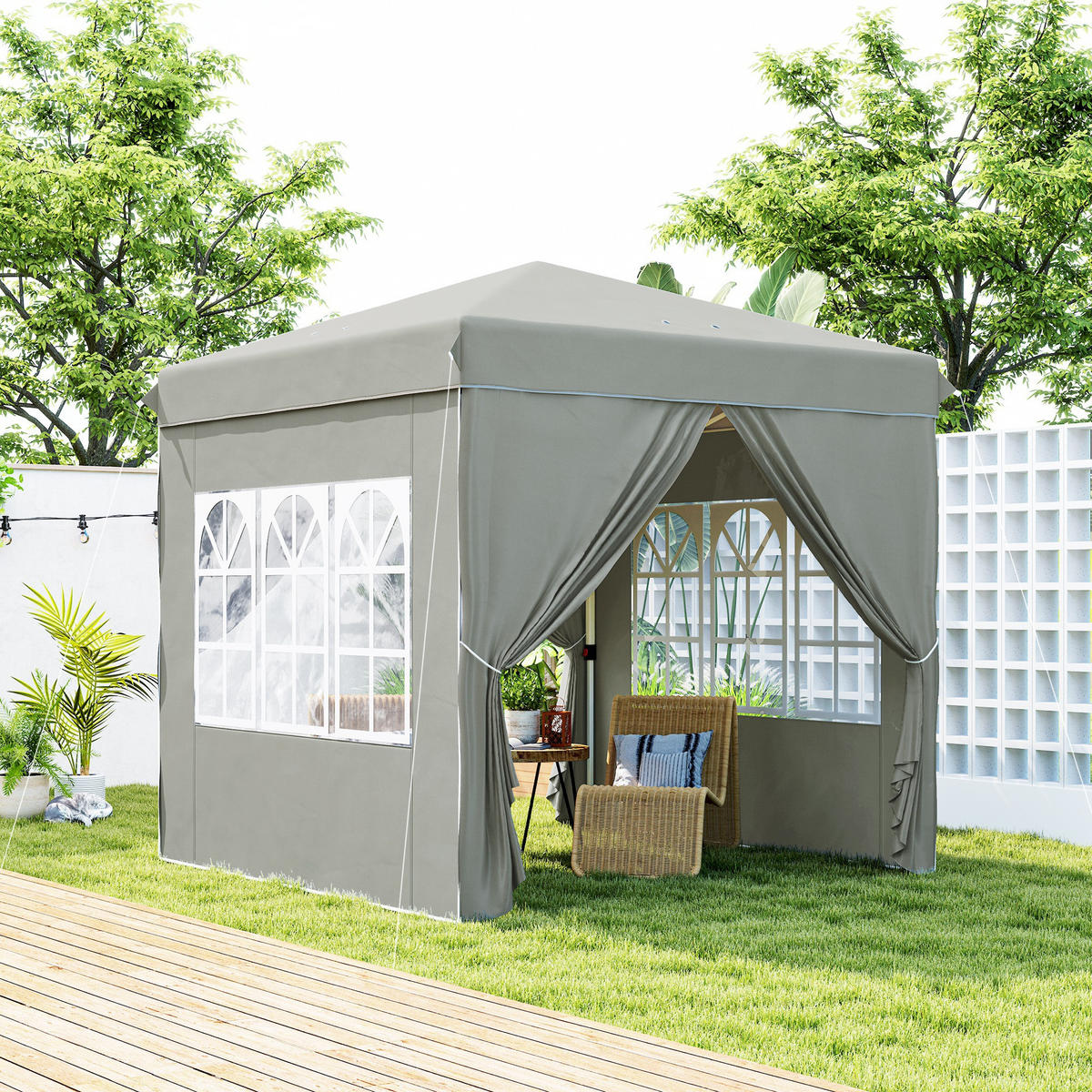 PAVILLON 2,5 x 2,5 cm - Hellgrau, Metall (248/270/248cm) - Outsunny