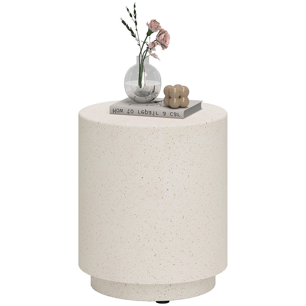 BEISTELLTISCH in Beton-Optik 37 cm x 37 cm x 43 cm Anorganisches Erz-Pulver Grau - Creme, Stein (37/37/43cm)