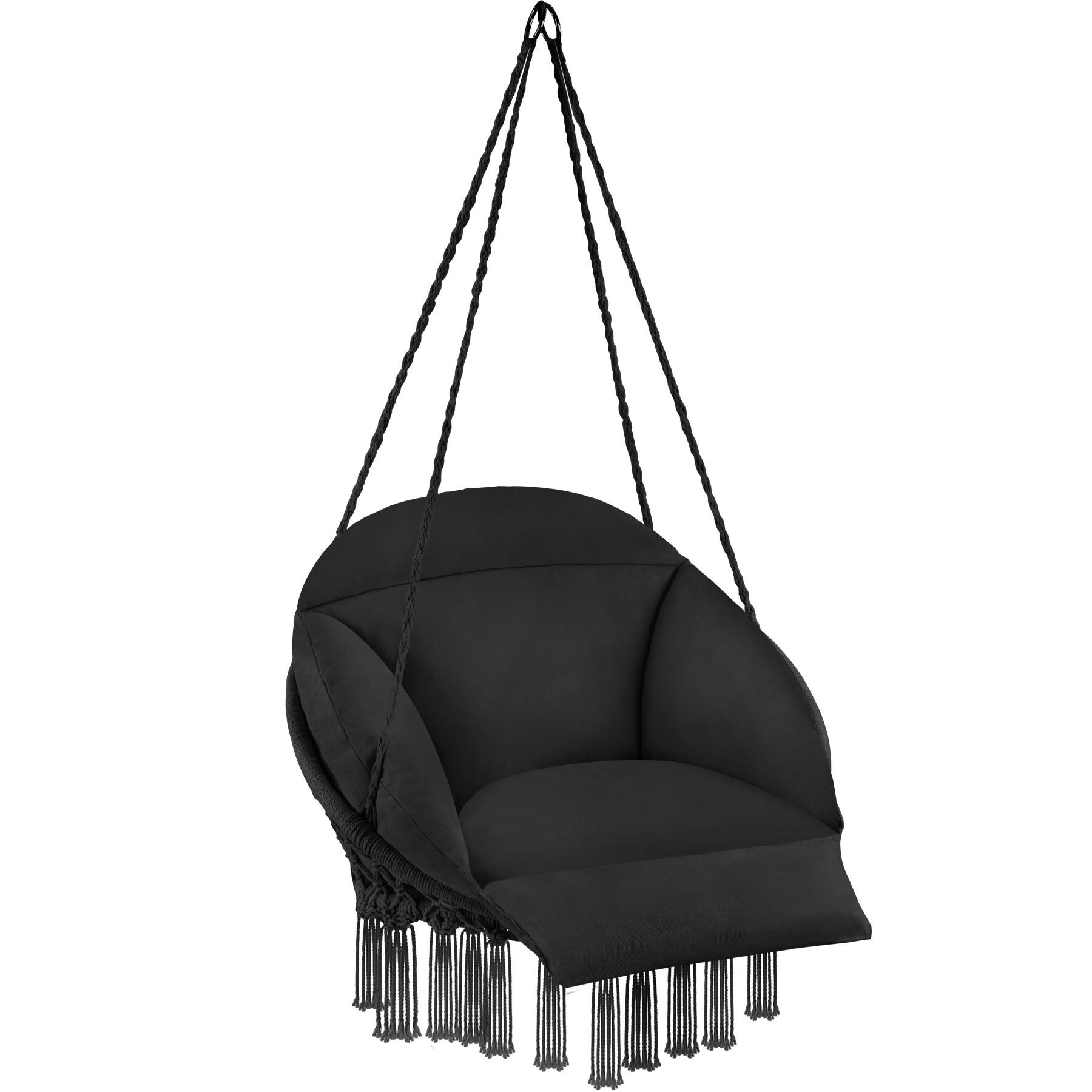HÄNGESESSEL Samira,80 x 81 x 139 cm,schwarz - Schwarz, Kunststoff (80/139/81cm) - tectake