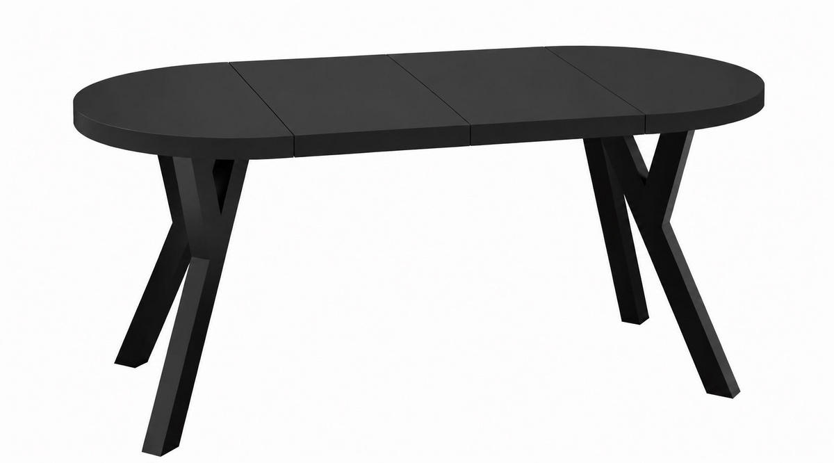 ESSTISCH ausziehbar rund 100-200 cm ATO Schwarz, Auszugstisch mit Einlegeplatte - Schwarz, Holzwerkstoff (100/100/77cm) - VENASI MÖBEL