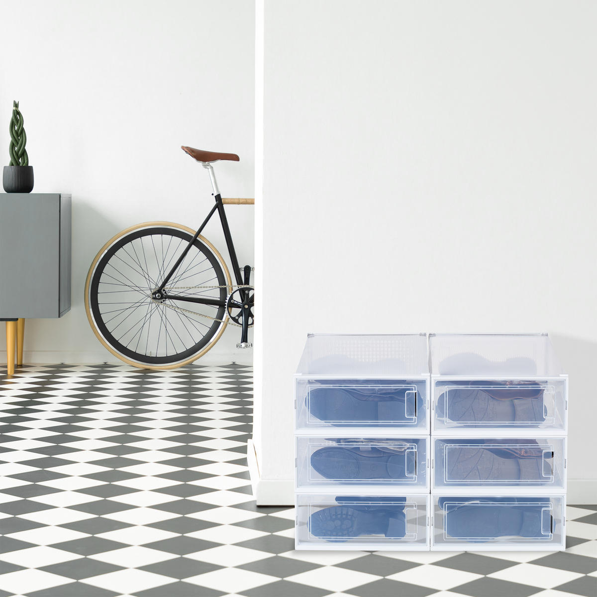 6XBOX na topánky - priehľadné, plast (31.5/13.5/52cm) - Relaxdays