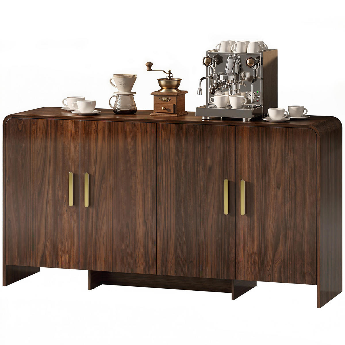 SIDEBOARD DE-11330 4 Soft-Close Türen, 4 Fächer Nussbaum - Walnussfarben, Holzwerkstoff (152/80/40cm) - ComfortXL