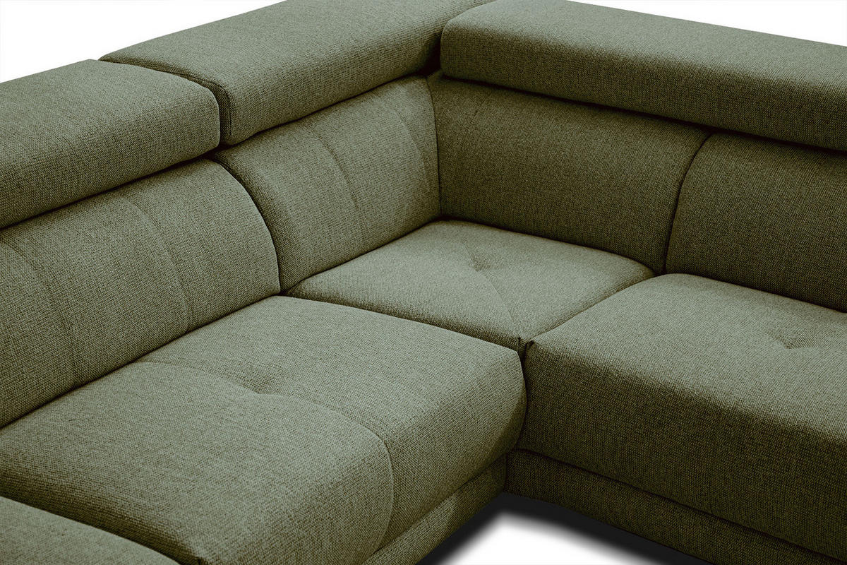 ECKSOFA MORELLO 5-Sitzer, olivgrün - Schwarz/Olivgrün, Holzwerkstoff/Textil (287/228cm) - Courtois Laville