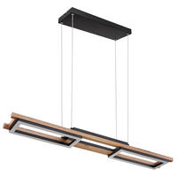 LED HÄNGELEUCHTE ILLA Holzoptik Braun - Braun, Metall (100/13.5/120cm) - Globo Lighting