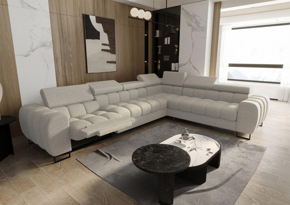 ECKSOFA Bastien Relax - Beige, Holzwerkstoff/Textil (330/260cm) - Fun Möbel