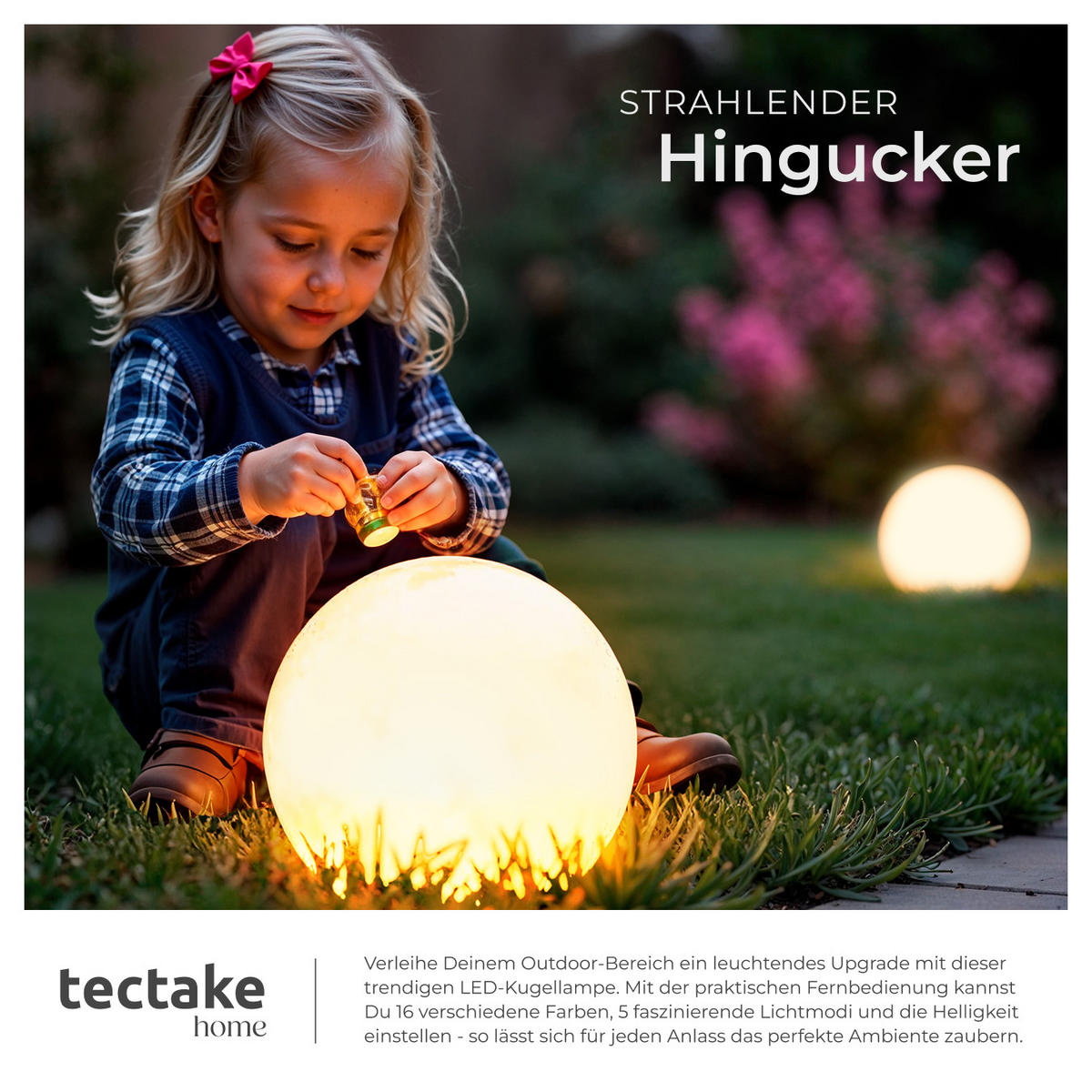KUGELLEUCHTE Luminous Globe,inklusive Erdspieß,weiß - Weiß, Kunststoff (40/40/40cm) - tectake