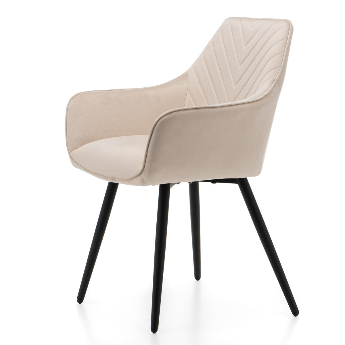 STUHL VASTO gepolstert mit Steppung - beige - Samt Velours - Ecru/Beige, Textil/Metall (58/87/60cm) - NEW HOME