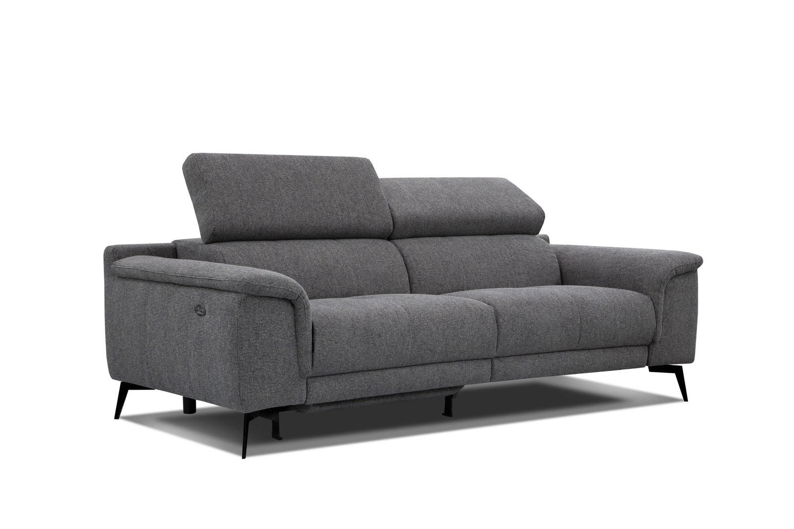 RELAXSOFA FIERO 3-Sitzer mit 1 Relaxfunktion, dunkelgrau - Dunkelgrau/Schwarz, Holzwerkstoff/Textil (212/82/103cm) - Courtois Laville