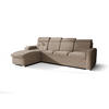 ECKSOFA KONGO RBN10, Eckcouch in L-Form mit Schlaffunktion, Farbe: Beige, Velourstoff, Ottomane Links - Beige, Textil (315/169cm) - O-Sofa