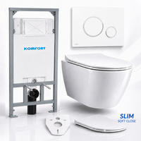 WC-SET ROLO Weiß, Slim-Sitz, Vorwandelement und Betätigungsplatte M770 Weiß/Chrom THIN - Weiß, Keramik (53/119.5/48.5cm) - bad land