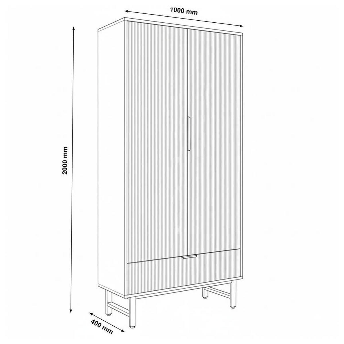 KLEIDERSCHRANK NYLA - Weiß, 100 x 200 cm - Weiß, Holzwerkstoff (100/200/40cm) - Home Deluxe