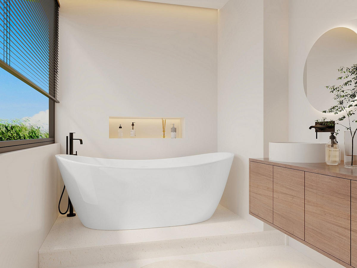 FREISTEHENDE Badewanne - 1 Person - Acryl - Weiß - Weiß, Kunststoff (190/72.5/89cm) - Vente-Unique