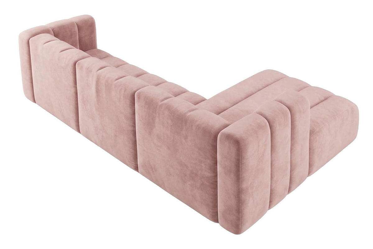ECKSOFA Modulares In L-Form, Velvet-Stoff Riviera, Hellrosa, Rechts, GRAND 318 cm - Hellrosa, Holz (318/179cm) - Kaiser Möbel