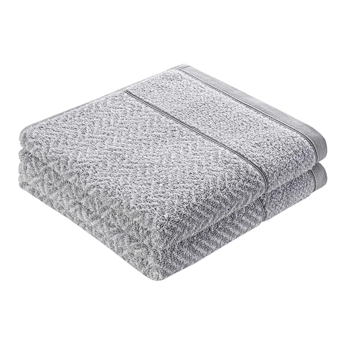 DUSCHTUCH 2er Set Italiana Silbergrau - Hellgrau, Textil (70/140cm) - Herzbach Home