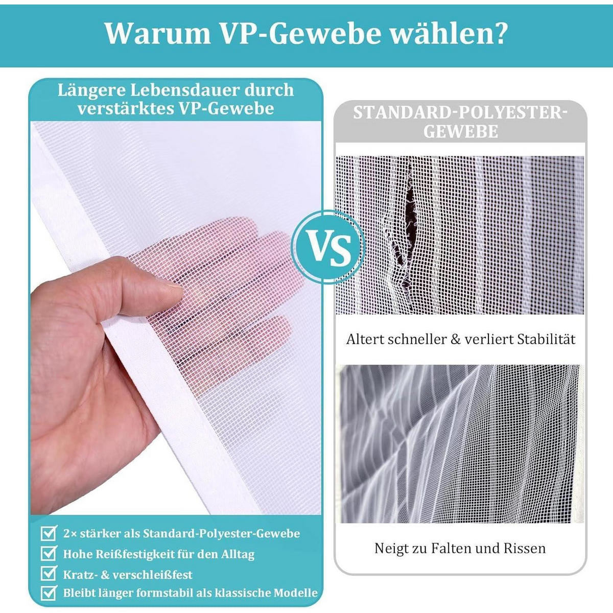 FLIEGENGITTER Tür mit verstärktem Gewebe, katzenkrallensicher, weiß - Weiß, Textil (90/210/1cm)