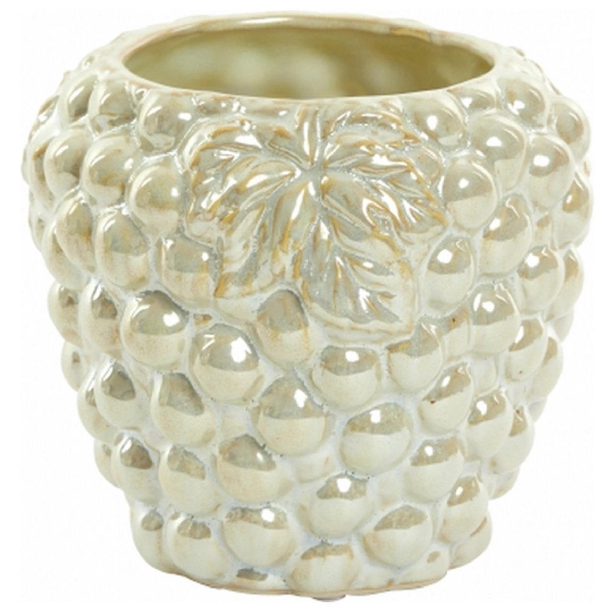 KERAMIKVASE GRAPE Ø15x14 cm, Keramik, Creme - Creme, Keramik (14cm) - Light & Living