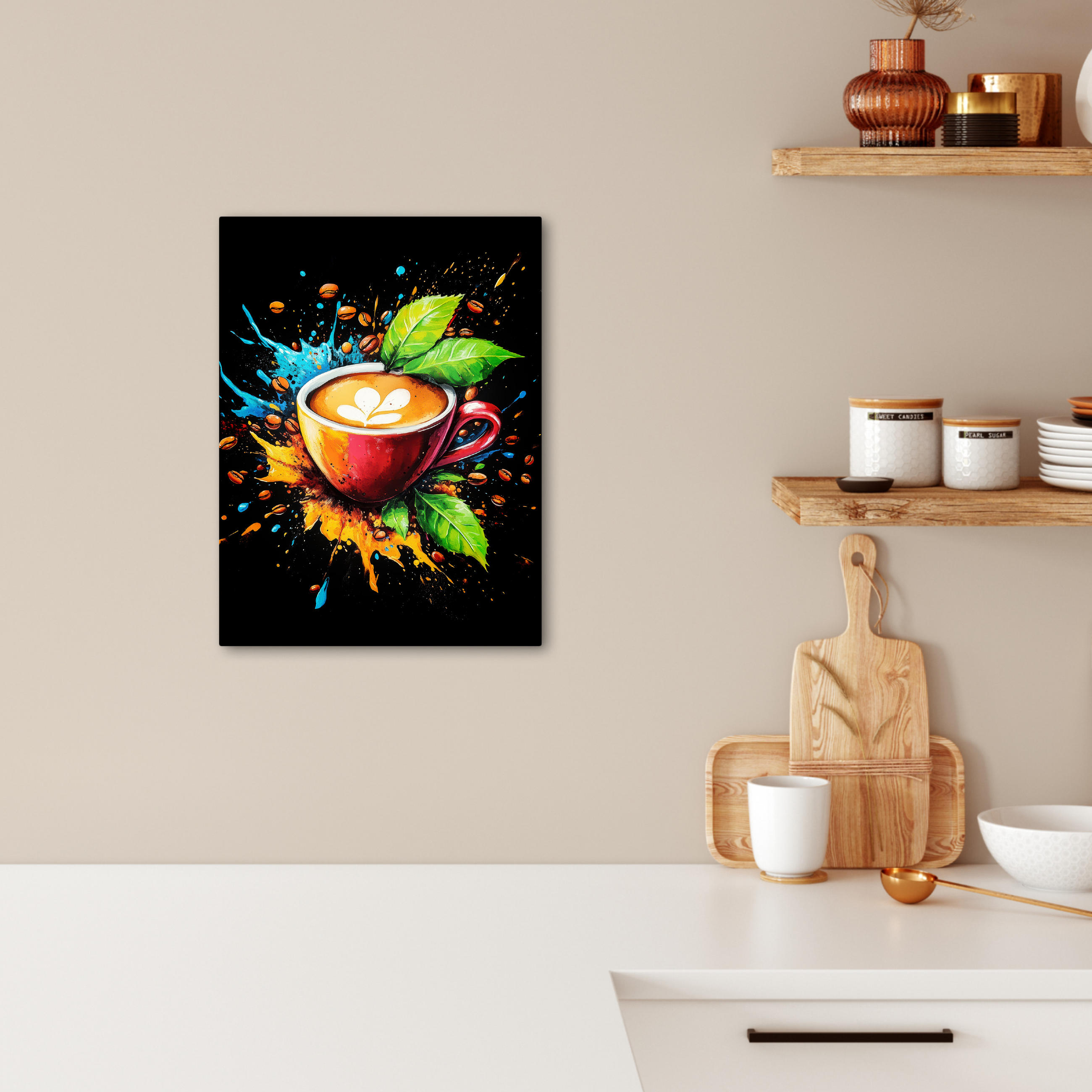 LEINWANDBILD Kaffee - Graffiti - Trinken - Abstrakt 30x40 cm - Mokka, Textil (30/40cm) - MuchoWow