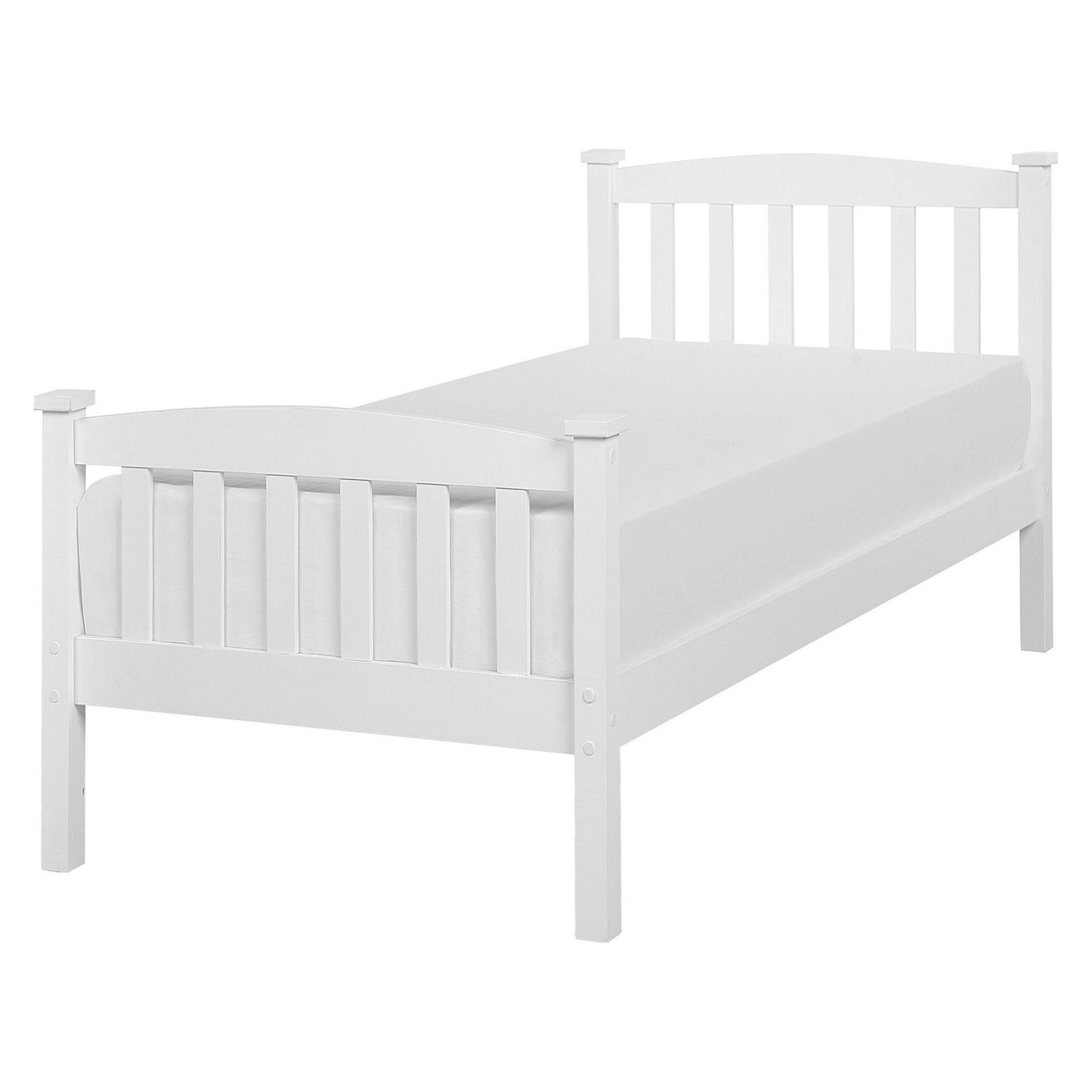 Beliani DŘEVĚNÁ POSTEL 90/200 cm Bílá Giverny