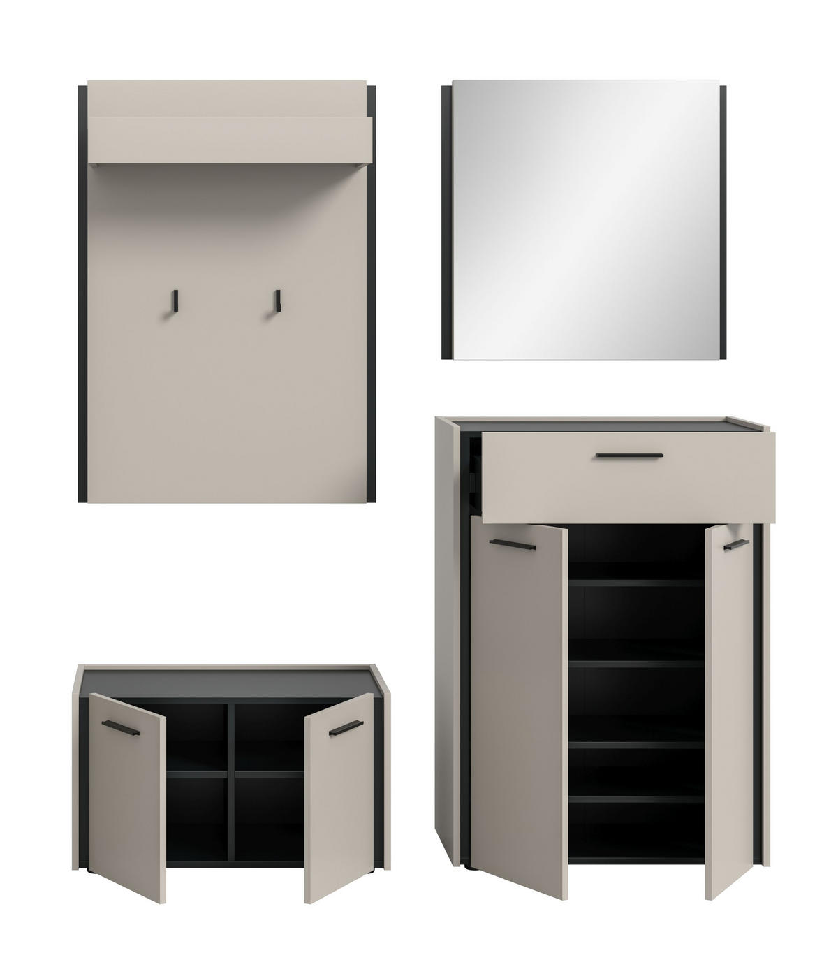 GARDEROBEN-SET Emil Kaschmir 165/40/190 cm - Beige, Holzwerkstoff (165/190/40cm) - Xonox