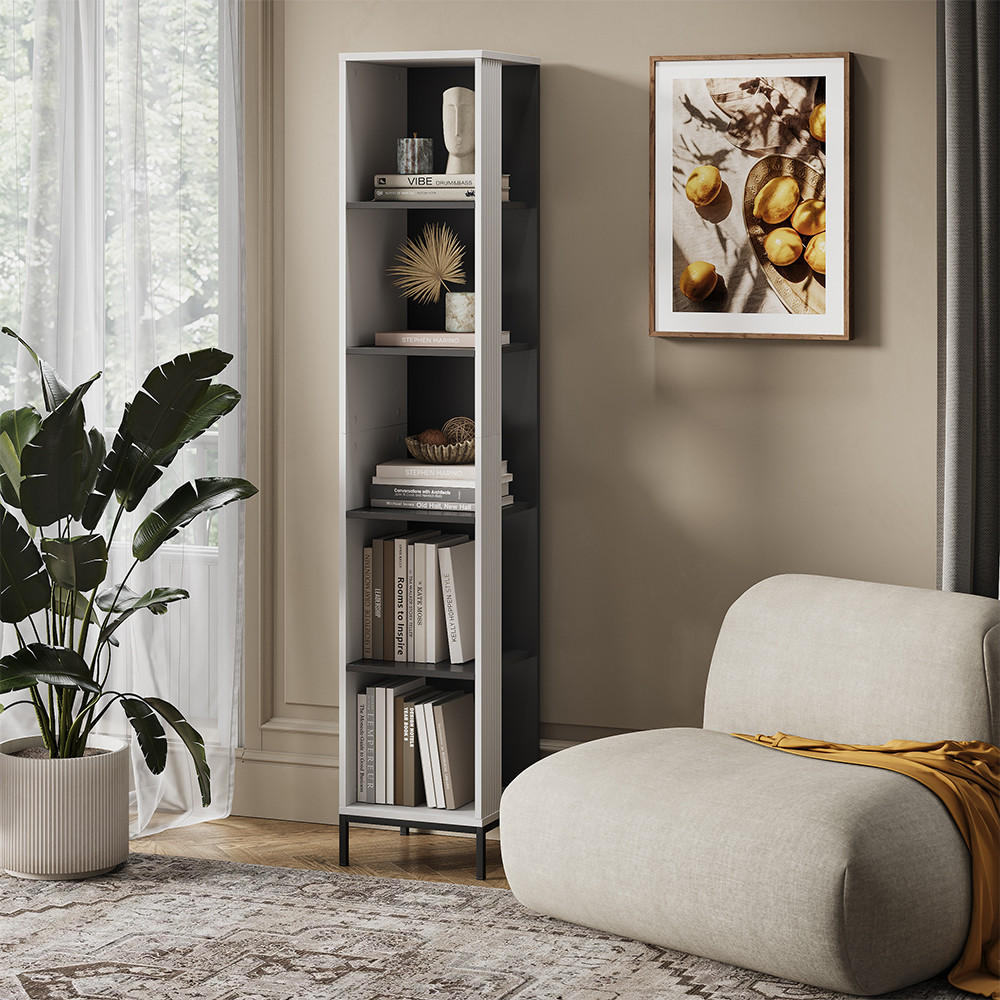 BÜCHERREGAL Eliza Weiß 36 x 188 cm mit 5 Fächern - Weiß, Holzwerkstoff (36/188/36cm) - Vicco