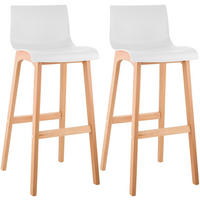 BARHOCKER 2er Set Holz Weiß - Eukalyptusholzfarben/Weiß, Holz (41/102/46cm) - CLP