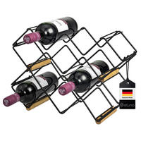 WEINREGAL 2er-Set, Bambus Metall - Schwarz, Metall (39/14.5/15cm) - eluno