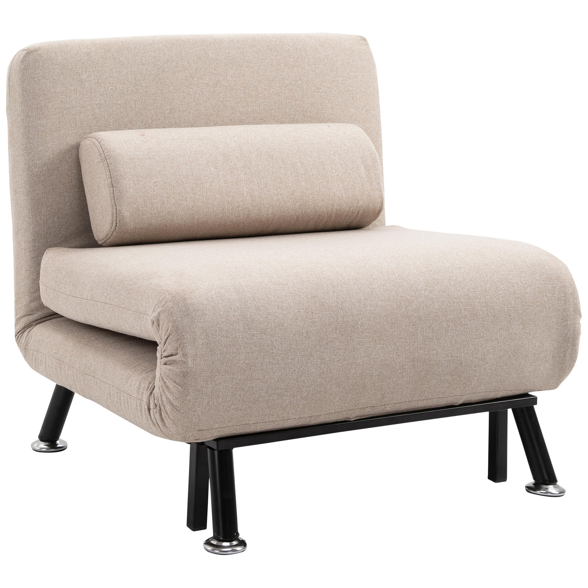 SCHLAFSESSEL mit Bettfunktion, Beige - Beige, Textil (75/75/70cm) - HOMCOM