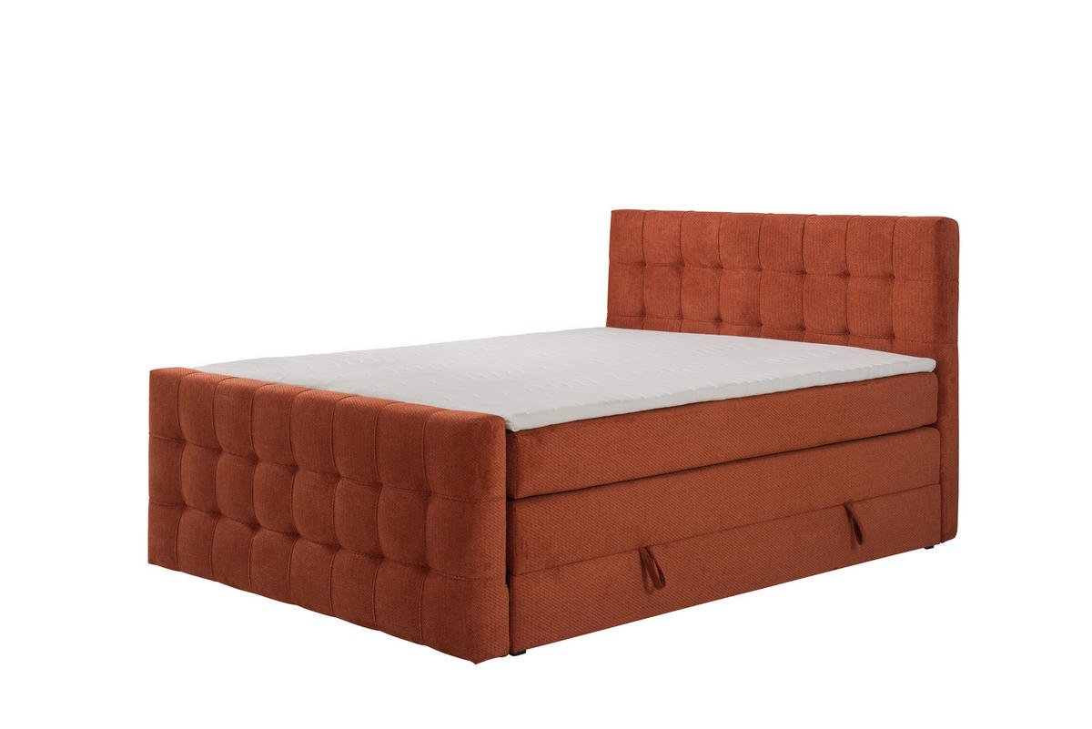 BOXSPRINGBETT IMPERIAL mit Topper und Bettkasten, Terracotta, 160x200 cm - Terracotta, Textil (160/200cm) - KS Home Concept