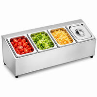 INGREDIENSBEHÅLLARE Silverfärgad 4-fack rostfritt stål med lock 69 cm - Silverfärgad, Metall/Plast - Relaxdays