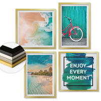 WANDBILDER 4er Set - 50x50 cm & 40x60 cm Goldrahmen - Inspiration für ein Fahrrad mit Seeboot - Goldfarben, Kunststoff (50/50cm) - ArtPrintCave