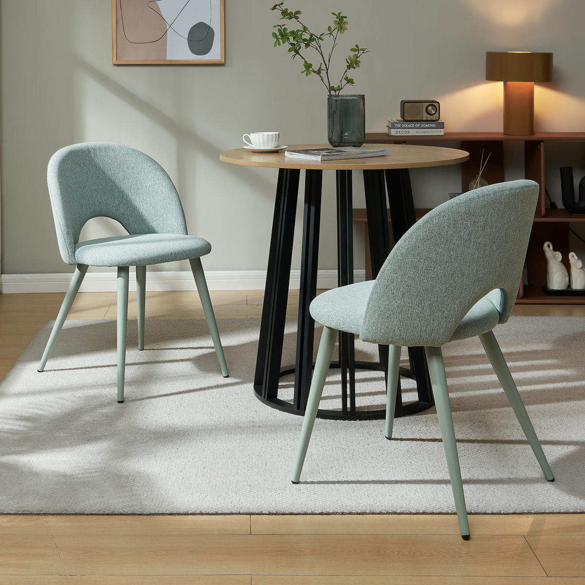 ESSZIMMERSTUHL-SET 4 TLG. Karijoki - Hellgrün/Grün, Textil/Metall (50/77/55cm) - [en.casa]