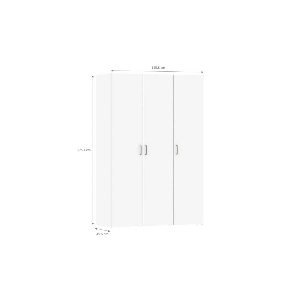 KLEIDERSCHRANK weiß - Weiß, Holzwerkstoff (116/175/49cm) - ebuy24