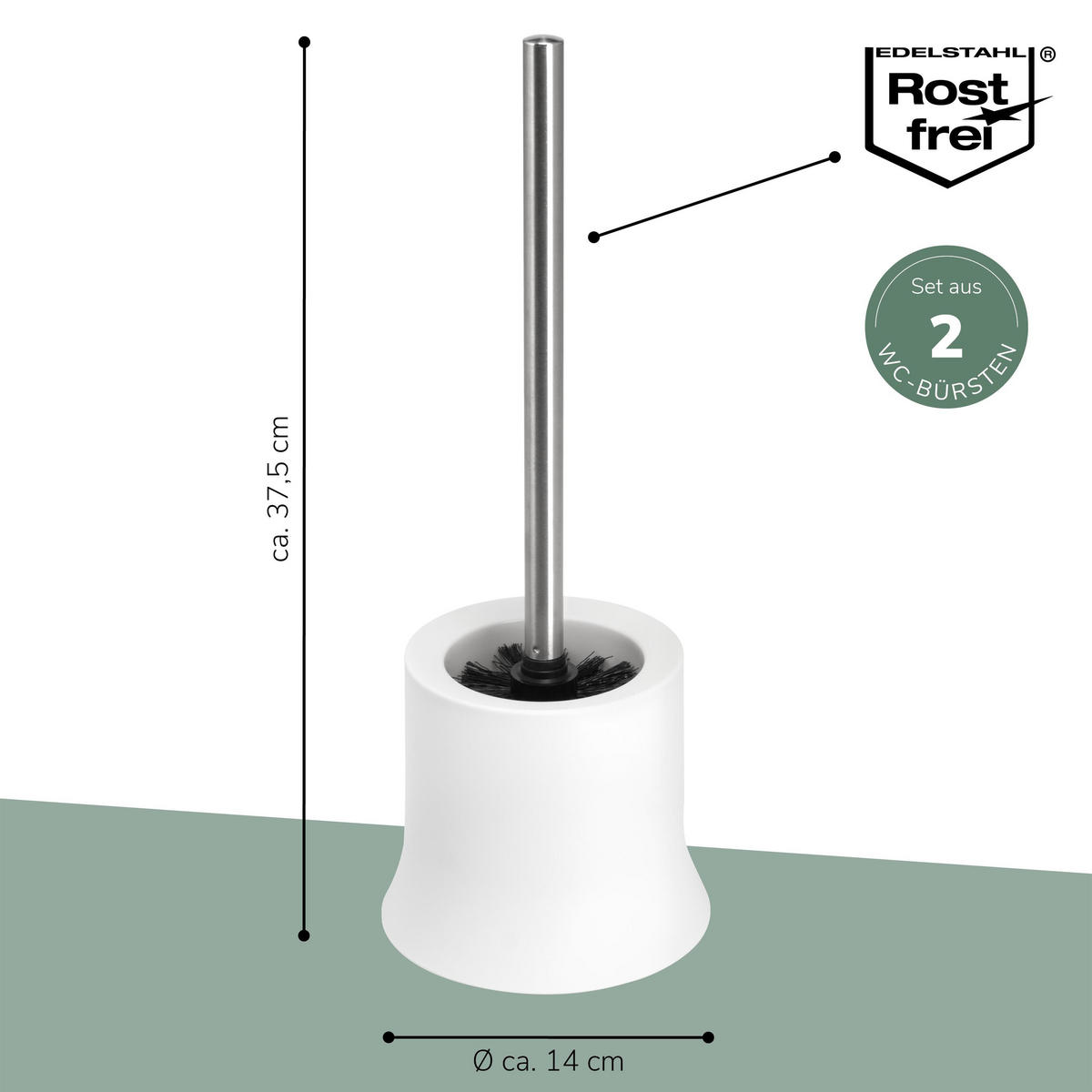 WC-BÜRSTE 2er Set, weiß - Weiß, Kunststoff (13.7/37.5/13.7cm) - bremermann