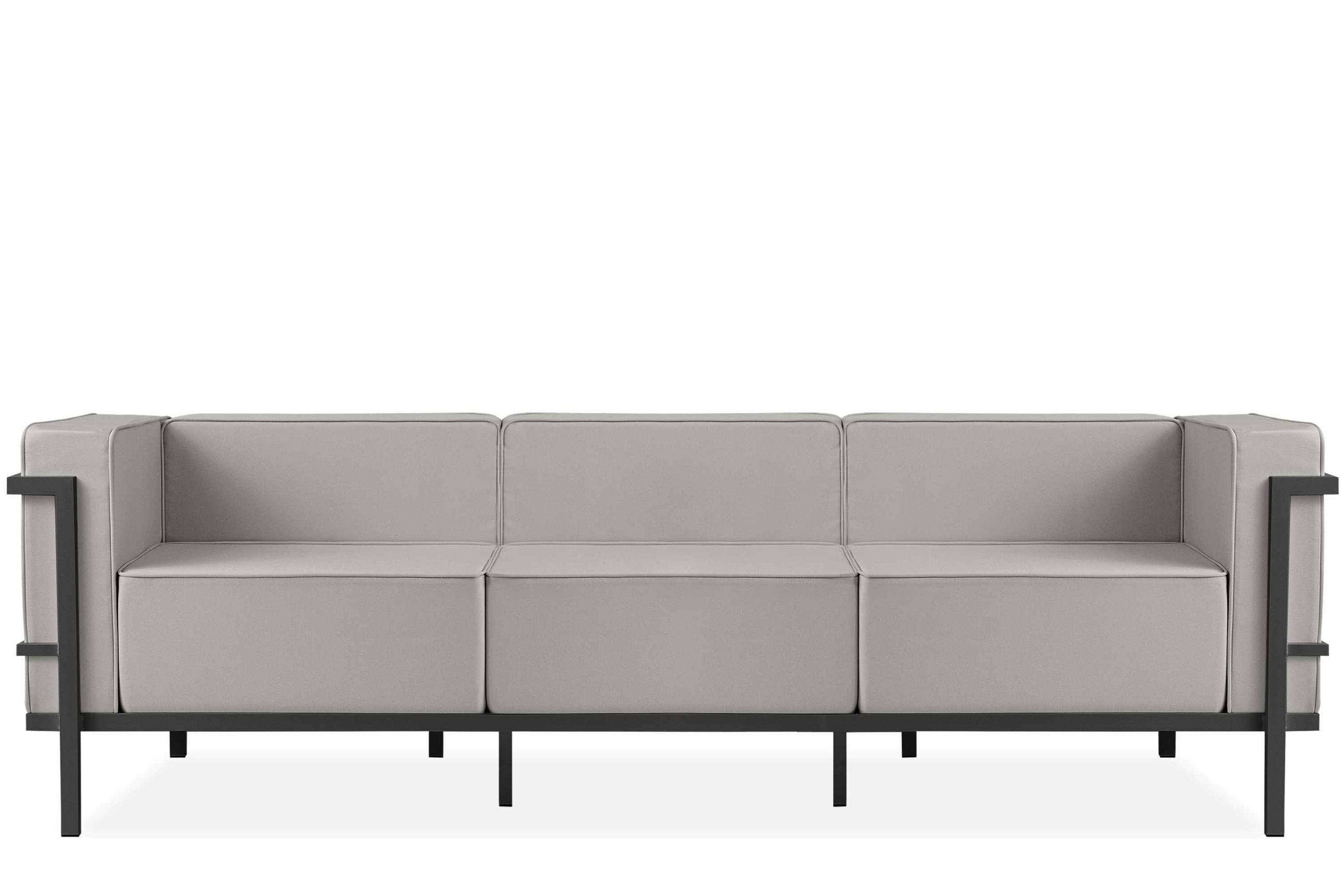GARTENSOFA TRIGLO 3-Personen, Stahlrahmen, Modern, Dunkelgrau/Hellgrau - Dunkelgrau/Hellgrau, Textil/Metall (229/70/69cm) - KONSIMO®