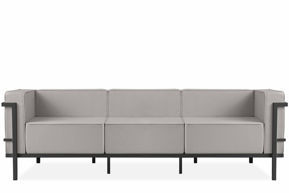 GARTENLOUNGE-SET TRIGLO 1x Tisch, 2x Sessel, 1x Sofa 3-Sitzer, 4-tlg., Modern, Dunkelgrau/Hellgrau - Dunkelgrau/Hellgrau, Textil/Metall - KONSIMO®