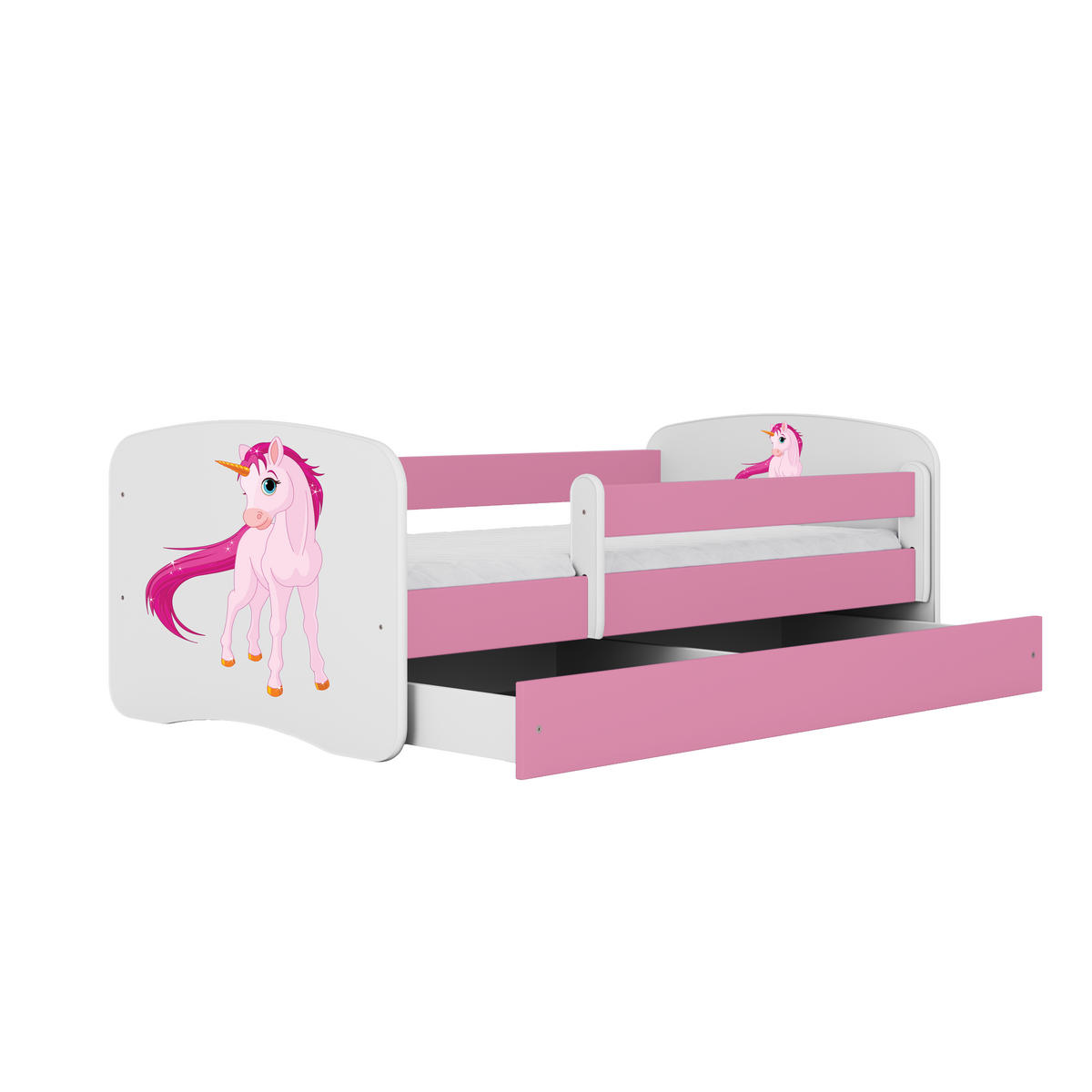 KINDERBETT Einhorn mit Schublade und Matratze 180/80 - Rosa, Holzwerkstoff (80/180cm) - RAUMHIRSCH FURNITURE